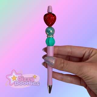 Strawbebby Swirl | Beaded Focal Fidget Pen